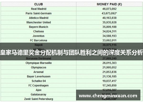 皇家马德里奖金分配机制与团队胜利之间的深度关系分析